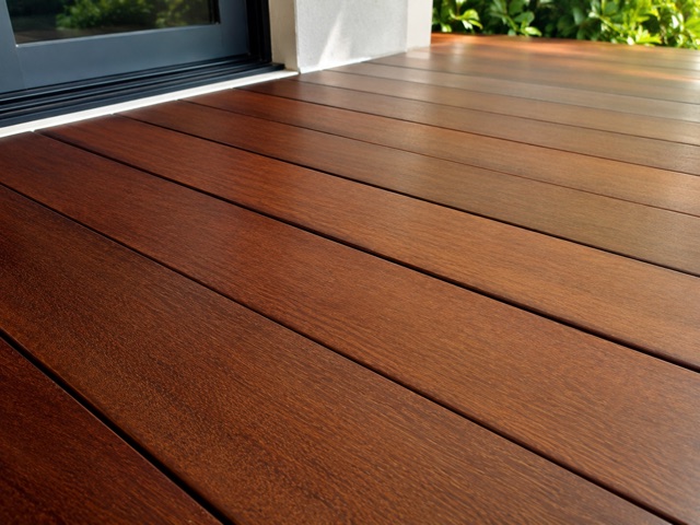 Rich reddish-brown Ipe exotic-hardwood deck boards